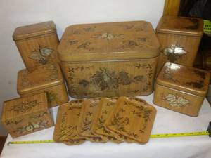 lot 167 image: Vintage Kitchen Storage Tin Canisters exceptional CHEINCO.