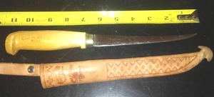 lot 327 image: J. Martiini filet knige & leather sheath. 6 excellent.
