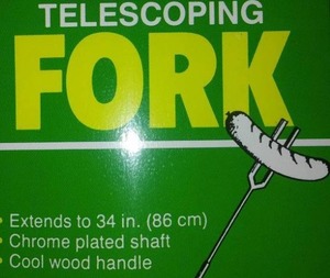 lot 328 image: NEW Telescoping campfire forks, eggbeater mixer, potato masher.