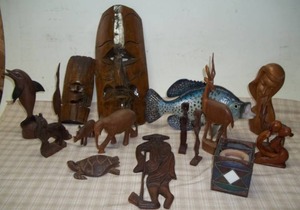 lot 110 image: Wooden Figurines and More