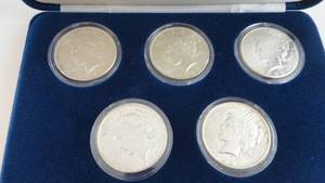 lot 2 image: 5 Peace Dollars