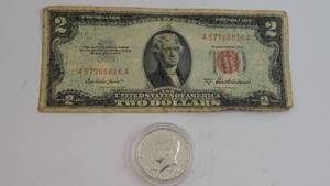 lot 29 image: 1970 Kennedy Half Dollar & 1953 Series $2 Red Seal