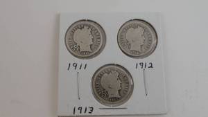 lot 32 image: 3 - Barber Dimes