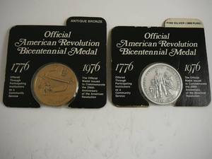 lot 56 image: 2-1776-1976 Bicentennial Medal Official American Revolution Coins