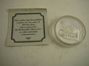 lot 60 image: .999 1 Troy Ounce Camel RJ Reynolds Tobacco Co.
