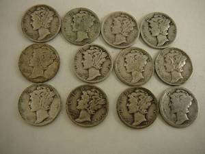 lot 72 image: 12 - Mercury Dimes