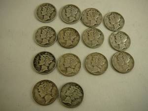 lot 73 image: 14 - Mercury Dimes
