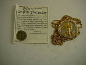 lot 108 image: 1943 Walking Liberty Made Into Necklace