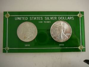 lot 8 image: 2 United States Silver Dollars