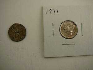 lot 27 image: 1 - 1890 Seated Liberty Dime & 1 - 1941 Mercury Dime