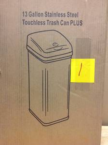 lot 1 image: iTouchless 13 Gal. Stainless Steel Motion Sensing Touchless Trash Can with Deodorizing Carbon Filter Technology open box in very good condition