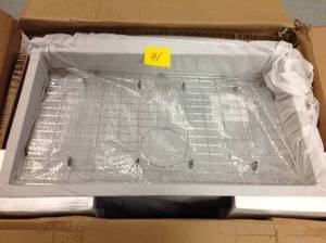 lot 41 image: AKDY All-in-One Farmhouse Apron Front Stainless Steel 30 in. x 20 in. x 9 in. Single Bowl Kitchen Sink  not used