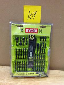 lot 107 image: RYOBI Steel Impact Driving Kit (44-Piece) with Carrying Case new