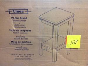 lot 129 image: Linea Espresso Phone Stand with Chrome Accent by Winsome not used