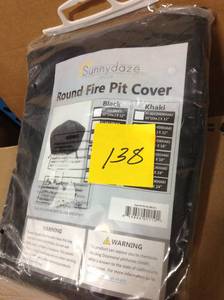 lot 138 image: Sunnydaze Decor 48 in. Black Durable Round Fire Pit Cover Long-Lasting PVC not used