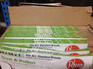 lot 144 image: Rheem 22 in. x 22 in. Basic Household Pleated Air Filter (Case of 12) not used