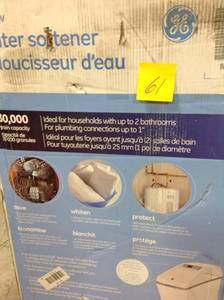 lot 61 image: GE 30,000 Grain Water Softener open box not used