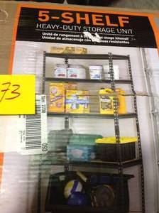 lot 73 image: Muscle Rack 72 in. H x 36 in. W x 18 in. D 5-Shelf Steel Commercial Shelving Unit in Black not used