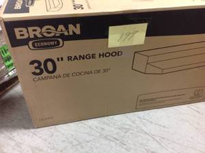 lot 199 image: Broan 42000 Series 30 in. Under Cabinet Range Hood with Light in Bisque not used
