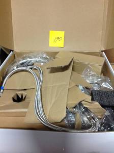 lot 170 image: Luxier Modern Freestanding Single-Handle Floor-Mount Roman Tub Faucet Filler with Hand Shower in Brushed Nickelin good condition