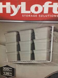 lot 80 image: Mounted Garage Racks & Shelving HyLoft Garage Shelving 60 in. x 45 in. Adjustab not used