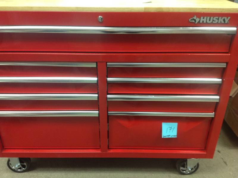 Husky 46 In W 9 Drawer Deep Tool Chest Mobile Workbench In Red