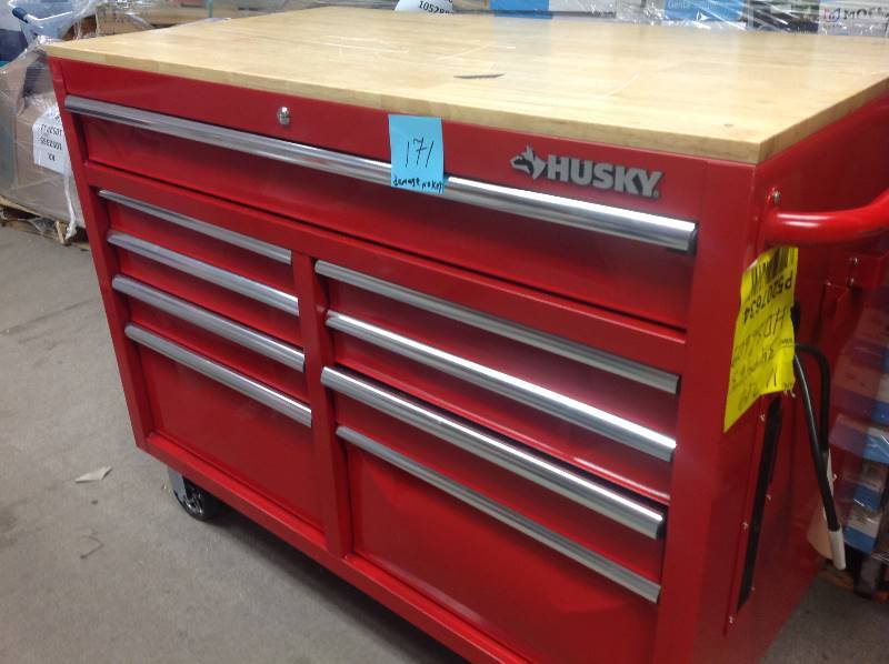 Husky 46 In W 9 Drawer Deep Tool Chest Mobile Workbench In Red