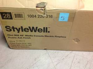 lot 5 image: StyleWell Flint Mill 48 in. Media Console Electric Fireplace in Prairie Ash Finish not used