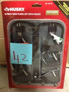 lot 42 image: Husky 5-Piece Mini Pliers Set With Bonus Pouch not used