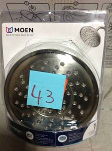 lot 43 image: MOEN Brecklyn 1-Spray 9 in. Rain Shower Showerhead in Spot Resist Brushed Nickel open pkg not used