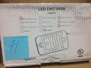 lot 71 image: Progress Lighting Thermoplastic LED Exit Sign with Red Letters&nbspnot used