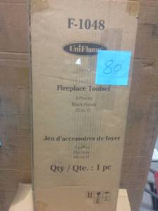 lot 80 image: UniFlame Black Wrought Iron 4-Piece Fireplace Tool Set&nbspnot used