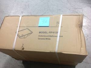 lot 93 image: 20-78 in. x 14-34 in. Rectrangle Undermount Vitreous Glazed Ceramic Lavatory Vanity Bathroom Sink Pure White open box not used