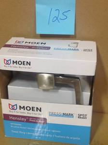lot 125 image: Hensley Towel Ring with Press and Mark in Brushed Nickel new