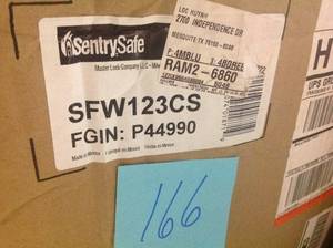 lot 166 image: SentrySafe SFW123ES Fire-Resistant Safe and Waterproof Safe with Digital Keypad 1.23 cu ft not used