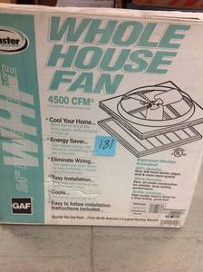 lot 181 image: Master Flow 4500 CFM 24 in. Direct Drive Whole House Fan with Shutter not used