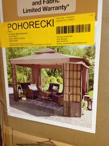 lot 301 image: Hampton Bay Verado 10 ft. x 12 ft. Brown Gazebo with Mosquito Netting and Private Curtain not used