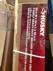 lot 305 image: Husky 90 in. W x 90 in. H x 24 in. D 5-Shelf Welded Steel Garage Storage Shelving Unit with Wire Deck in Black