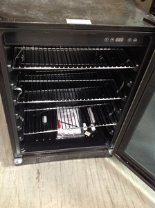 lot 307 image: Magic Chef Beverage 23.4 in. 154 (12 oz.) Can Beverage Cooler, Stainless Steel in good working conditions with some scratches please review the pictures