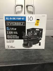 lot 10 image: EVERBILT 14 HP Submersible Utility Pump Kit-NEW