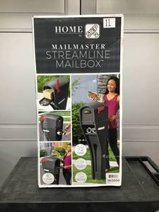 lot 11 image: STEP2 MailMaster Streamline Stone Grey OverPost Mounted Plastic Mailbox- Open BoxStore Return, Unused.