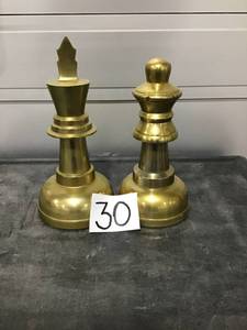 lot 30 image: King & Queen 9 Bronze Chess Piece Home Dcor, Gift idea- NewlywedWeddingAnniversary