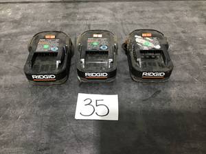 lot 35 image: RIDGID 18V 27WH Lithium Ion Batteries- Lot of 3 used batteries, Tested- All work