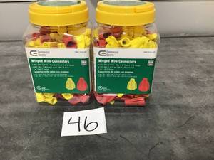 lot 46 image: COMMERCIAL ELECTRIC WINGTWIST Assorted Red & Yellow Wire Connectors- 2 packs (approx 300 connectors total)