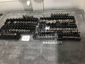 lot 47 image: Lot of Individual  Craftsman Sockets - Standard and Metric - 14, 38, 12 Drive - With Trays