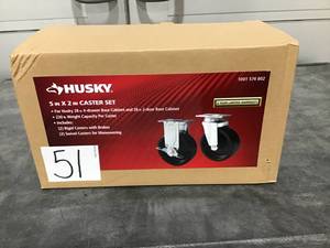 lot 51 image: Husky 5 in. Black PP Caster Kit - NEW