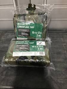 lot 52 image: Lot of 2 - EVERBILT Medium Duty Camouflage Tarp 10x12