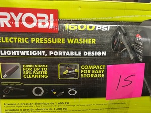 lot 15 image: Ryobi 1,600 PSI 1.2 GPM Electric Pressure Washer&nbspin good condition
