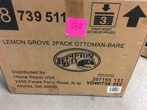 lot 20 image: Hampton Bay Lemon Grove 2 PACK OTTOMAN-BARE Collection not used