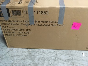 lot 67 image: Home Decorators Collection Ashmont 54 in. Freestanding Electric Fireplace TV Stand in Aged Oak not used